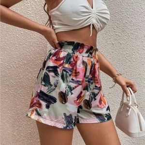 Paper Bag High Waisted Floral Shorts